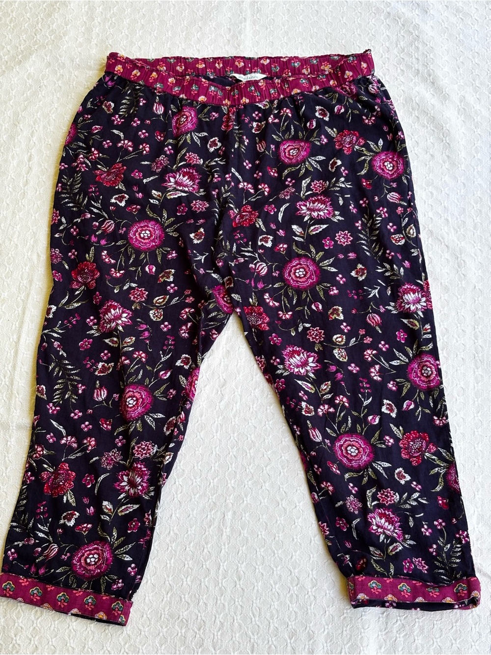 Sundance Navy and Pink Floral Pajama Bottoms - Picture 2 of 11